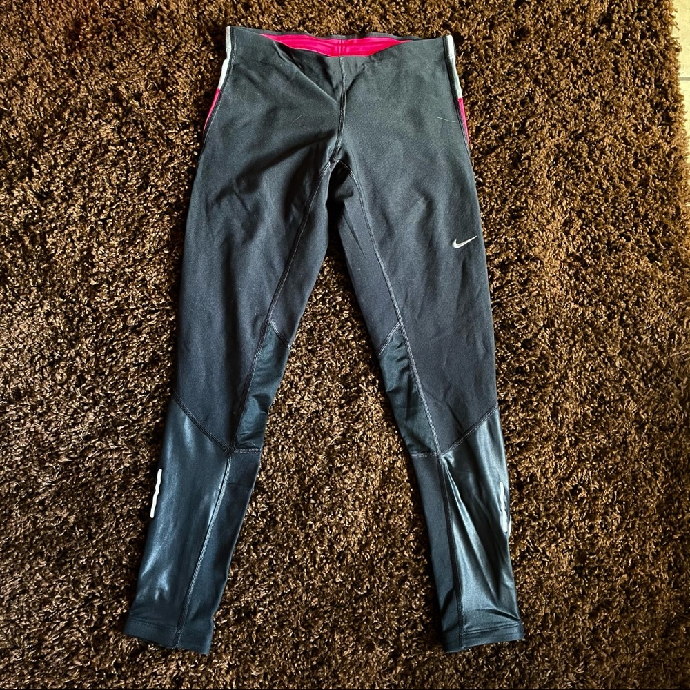 Nike Dri-Fit Running Tights black with pink stripe size XS